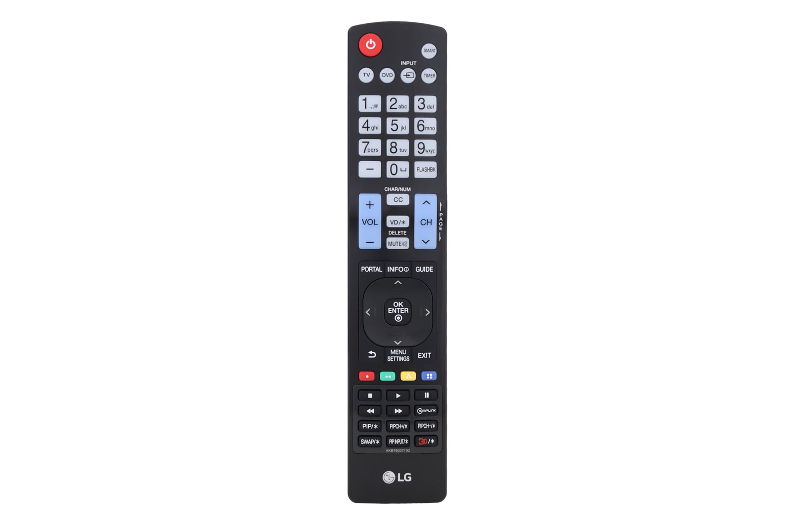 Vista frontal de Controle Remoto TV LG AKB76037102 AKB76037102